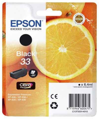 Epson Claria 33 Black Ink Cartridge (C13T33314010)